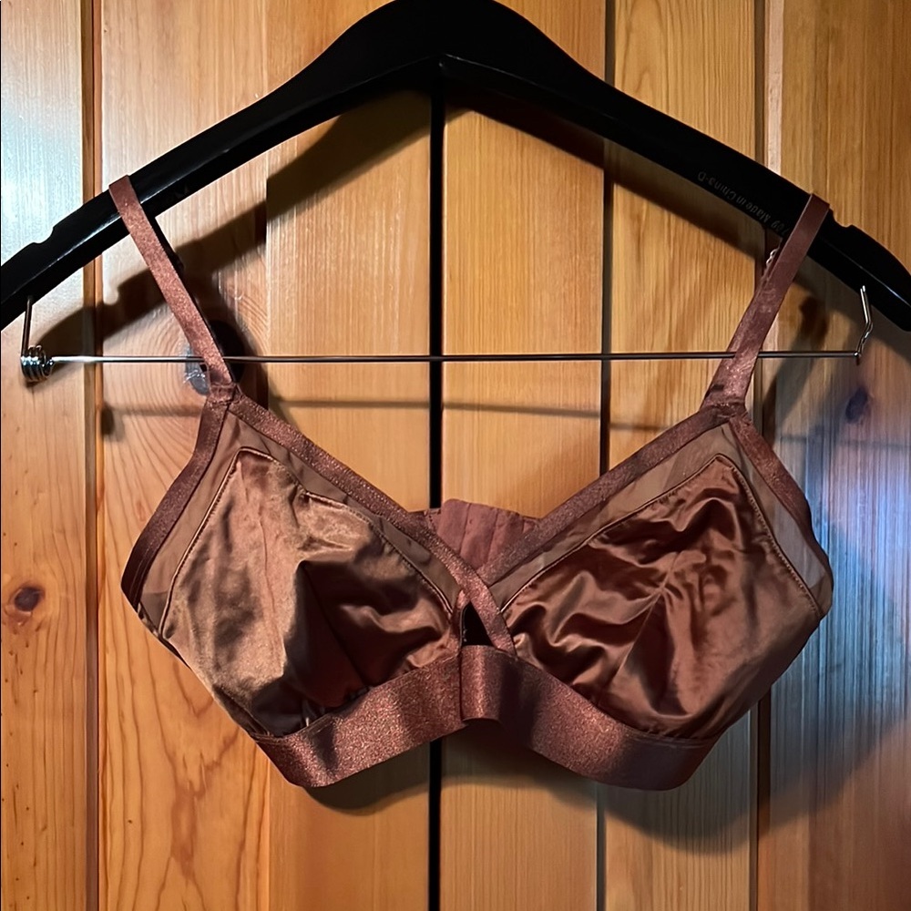 Elegant Brown Satin Bra